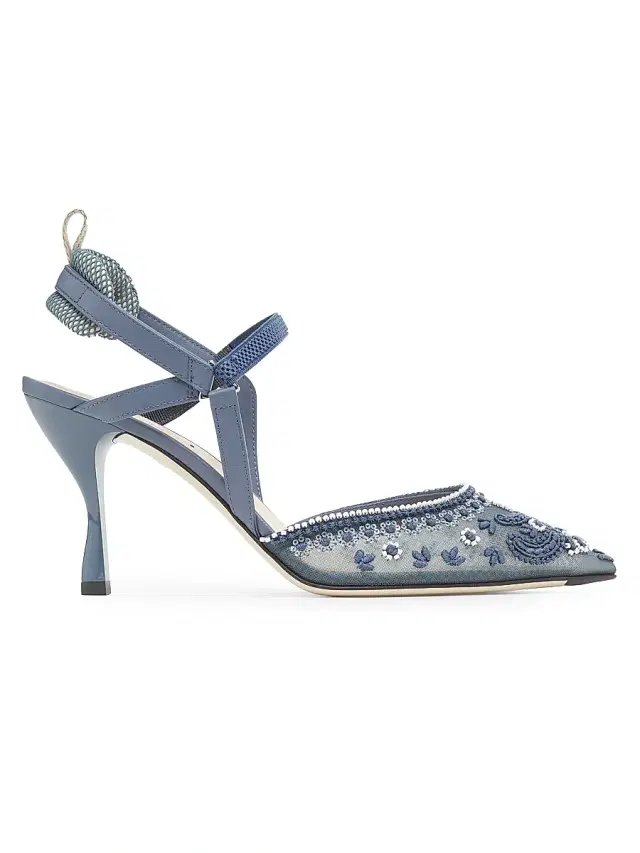 Women's Bandana Embroidered 85MM Sandals - Blue