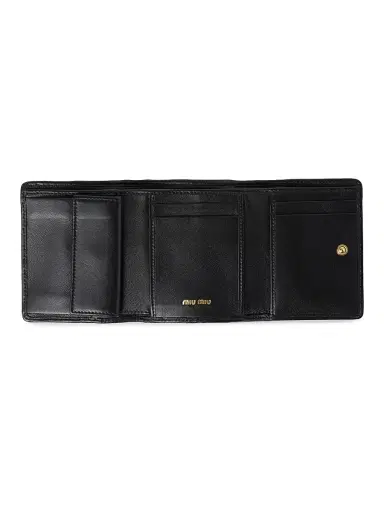 Miu Miu Women's Small Matelasse Nappa Leather Wallet - Black | Thumbnail 2
