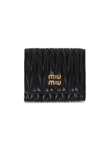 Miu Miu Women's Small Matelasse Nappa Leather Wallet - Black | Thumbnail 1