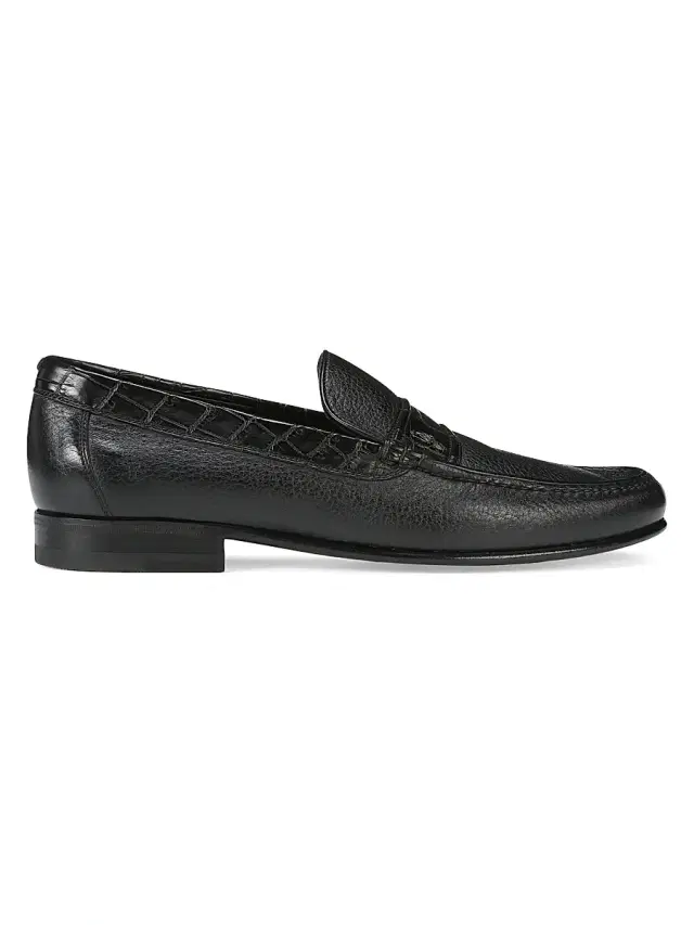 Men's Deer and Crocodile Leather Moccasins - Black