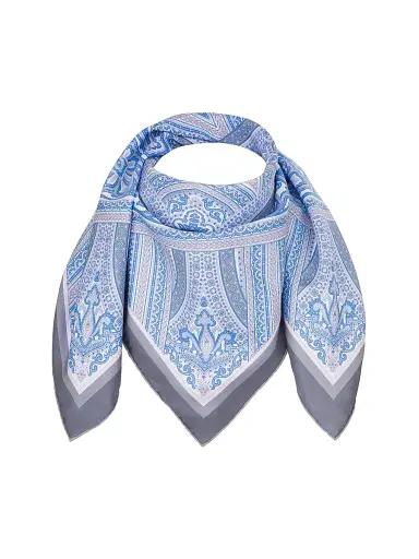 Stefano Ricci Men's Silk Ornamented Foulard - Grey Blue | Thumbnail 1 Stefano Ricci Men's Silk Ornamented Foulard - Grey Blue | Thumbnail 1