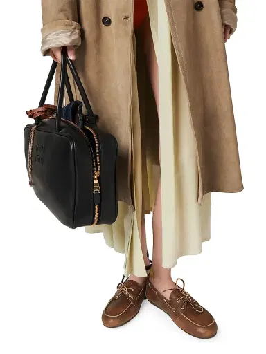 Miu Miu Women's Unlined Bleached Leather Boat Shoes - Brown - Size 7 | Thumbnail 4 Miu Miu Women's Unlined Bleached Leather Boat Shoes - Brown - Size 7 | Thumbnail 4