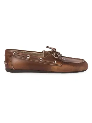 Miu Miu Women's Unlined Bleached Leather Boat Shoes - Brown - Size 7 | Thumbnail 1 Miu Miu Women's Unlined Bleached Leather Boat Shoes - Brown - Size 7 | Thumbnail 1