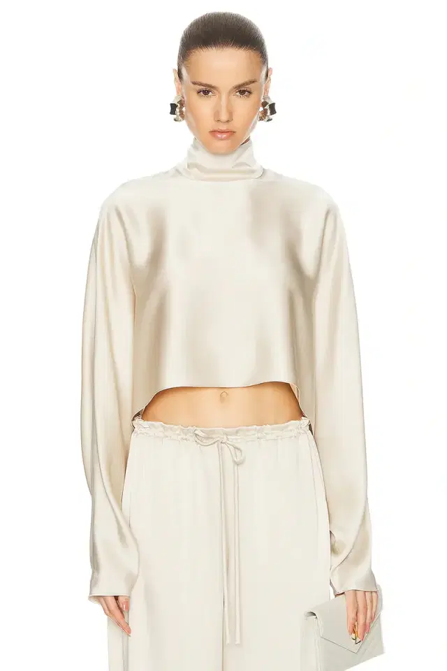 Double Face Satin Crop Caftan Top