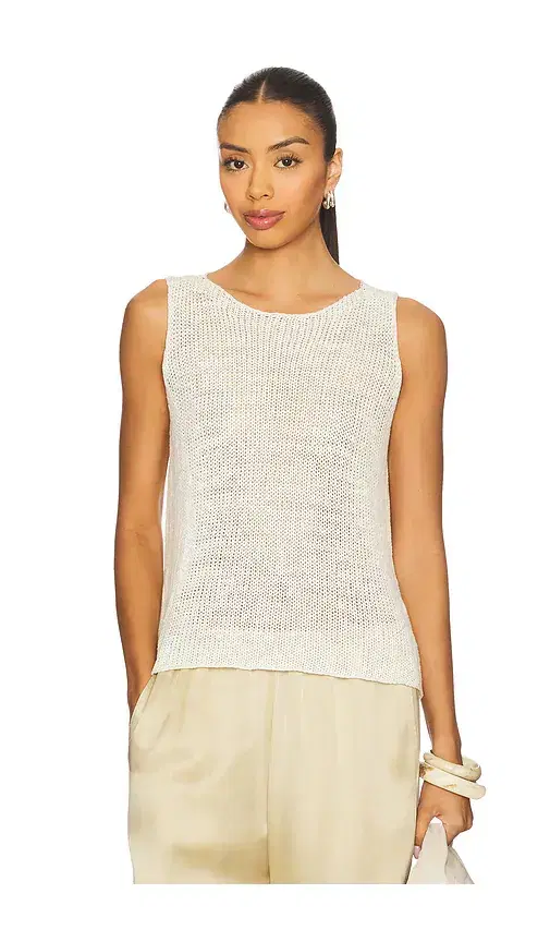 Enza Costa Linen Open Knit Tank Top