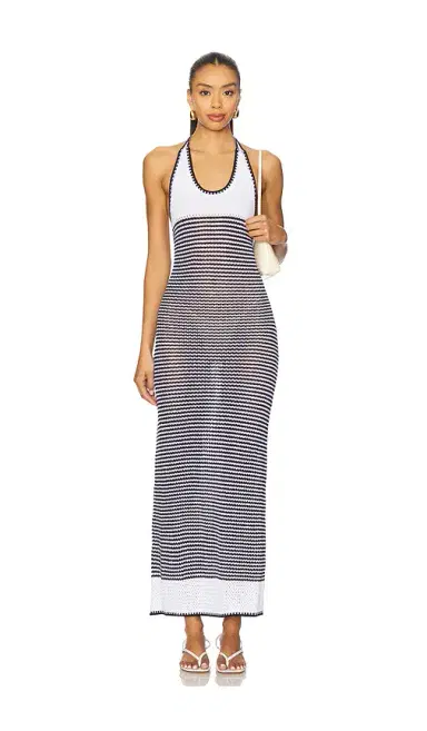 525 America Dena Striped Halter Maxi Dress | Thumbnail 1