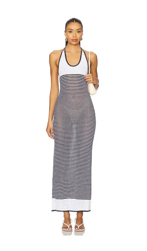525 America Dena Striped Halter Maxi Dress