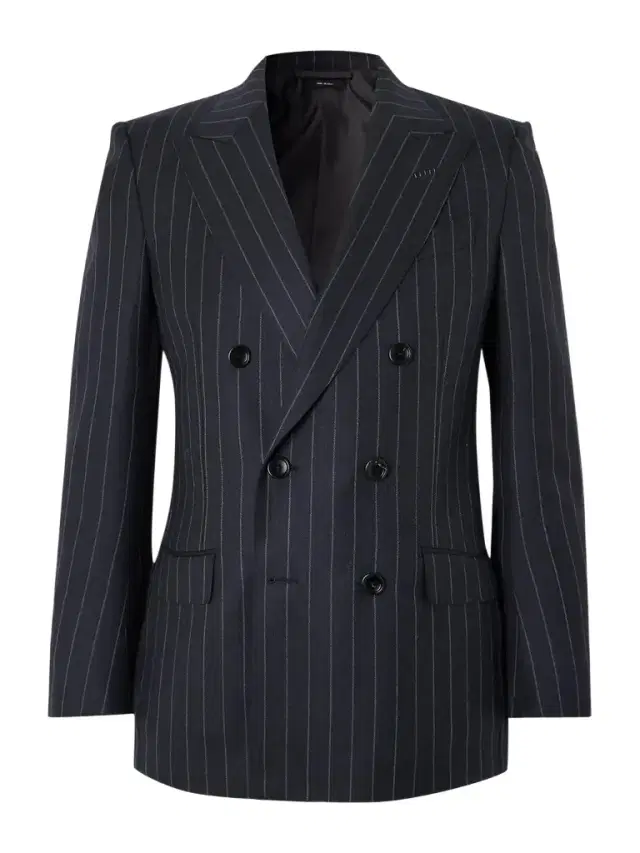 Dyllan Double-Breasted Striped Wool-Twill Suit Jacket - Men