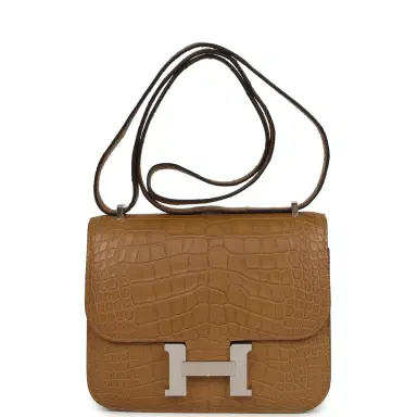 HERMÈS Hermes Constance 18 Kraft Matte Alligator Mississippiensis Palladium Hardware | Thumbnail 1 HERMÈS Hermes Constance 18 Kraft Matte Alligator Mississippiensis Palladium Hardware | Thumbnail 1