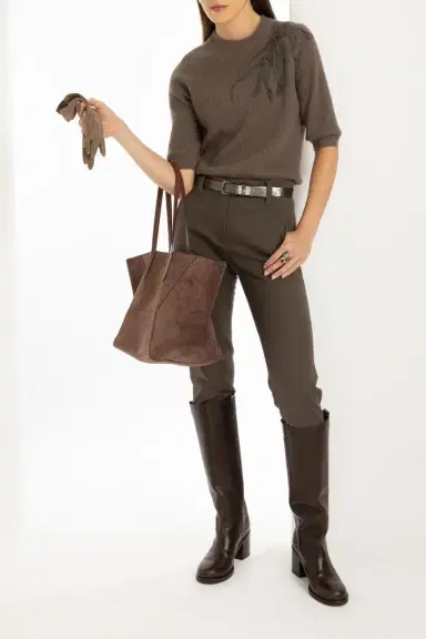 Brunello Cucinelli Stretch Slim Trousers - Chocolate | Thumbnail 2