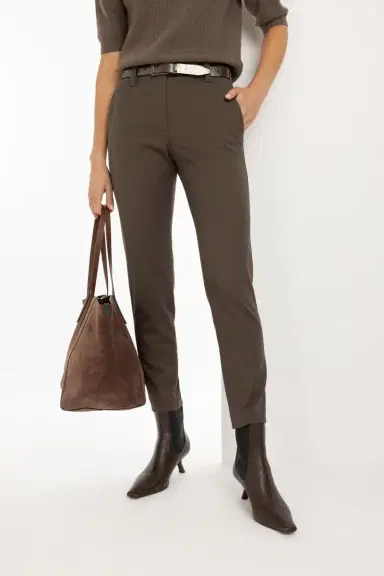 Brunello Cucinelli Stretch Slim Trousers - Chocolate | Thumbnail 3