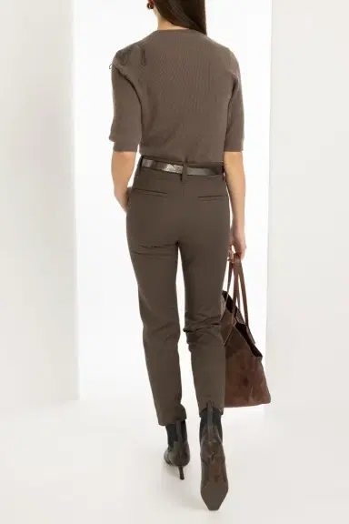 Brunello Cucinelli Stretch Slim Trousers - Chocolate | Thumbnail 4