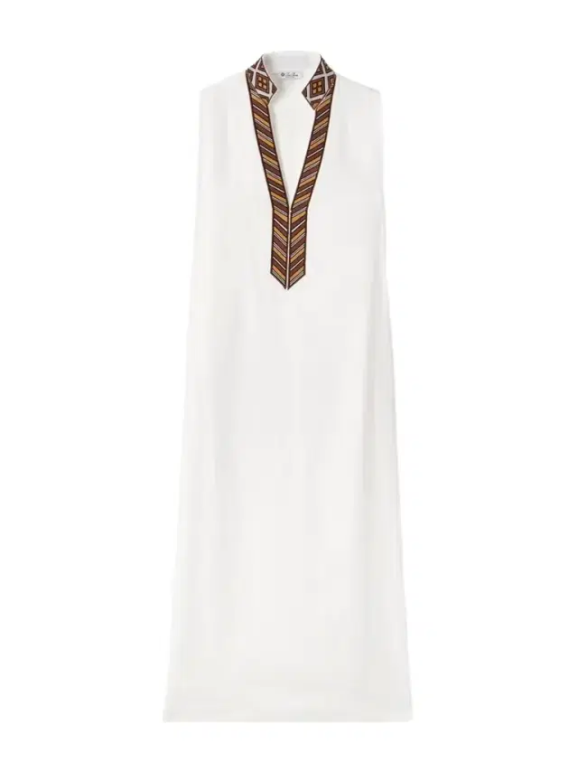 Loro Piana Abril Embroidered Linen Midi Dress
