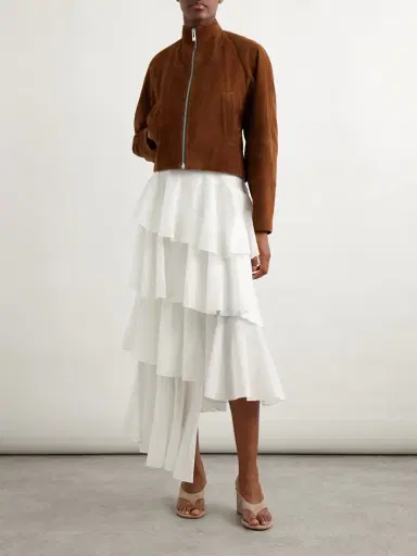 Alaïa Tiered Asymmetric Cotton Midi Skirt | Thumbnail 2