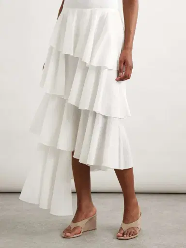 Alaïa Tiered Asymmetric Cotton Midi Skirt | Thumbnail 3