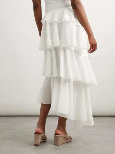 Alaïa Tiered Asymmetric Cotton Midi Skirt | Thumbnail 4