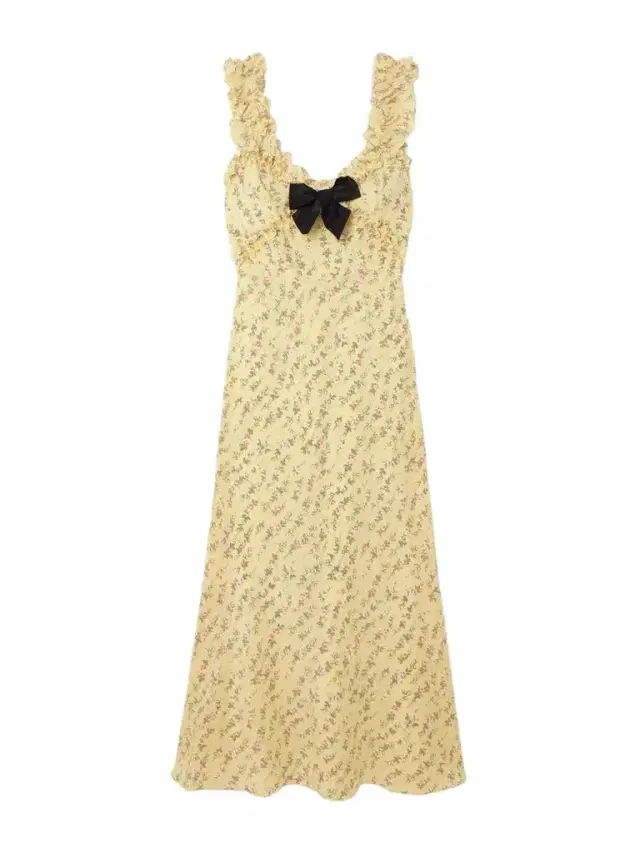 Bow-detailed Ruffled Floral-print Silk Crepe De Chine Midi Dress