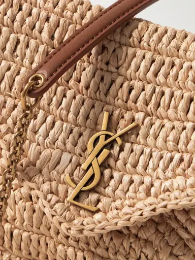 Saint Laurent Cassandre Leather-trimmed Raffia Shoulder Bag | Thumbnail 4 Saint Laurent Cassandre Leather-trimmed Raffia Shoulder Bag | Thumbnail 4