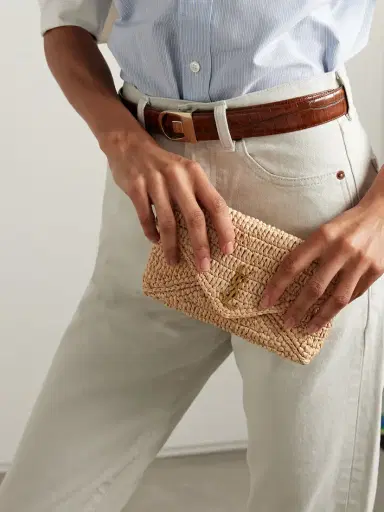 Saint Laurent Cassandre Leather-trimmed Raffia Shoulder Bag | Thumbnail 6 Saint Laurent Cassandre Leather-trimmed Raffia Shoulder Bag | Thumbnail 6