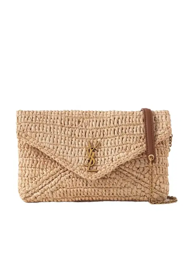 Cassandre Leather-trimmed Raffia Shoulder Bag