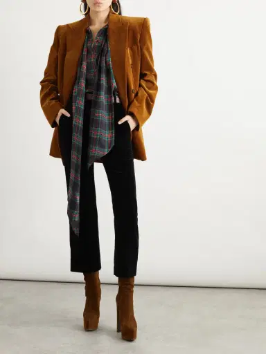 Saint Laurent Cotton-velvet Cropped Slim-leg Pants | Thumbnail 2