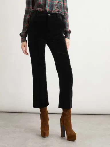 Saint Laurent Cotton-velvet Cropped Slim-leg Pants | Thumbnail 3