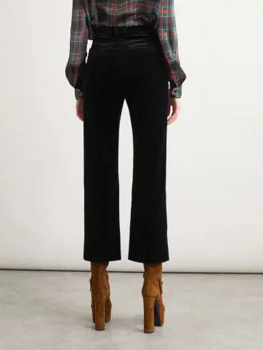 Saint Laurent Cotton-velvet Cropped Slim-leg Pants | Thumbnail 4
