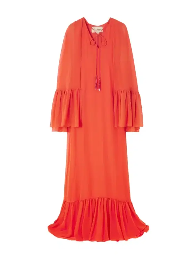 Cape-effect Ruffled Silk-georgette Gown