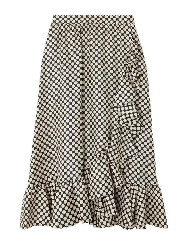 Ruffled Wrap-effect Polka-dot Silk-twill Midi Skirt