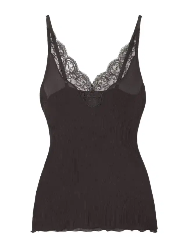 Lace-trimmed Ribbed Silk-jersey Tank