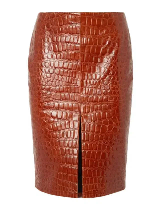 Croc-effect Leather Skirt