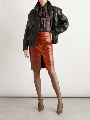 Saint Laurent Pussy-bow Checked Silk-chiffon Shirt | Thumbnail 2