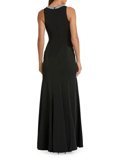 Mac Duggal Women's Ieena Embellished Neck Satin Trumpet Gown - Black - Size 16 | Thumbnail 2 Mac Duggal Women's Ieena Embellished Neck Satin Trumpet Gown - Black - Size 16 | Thumbnail 2