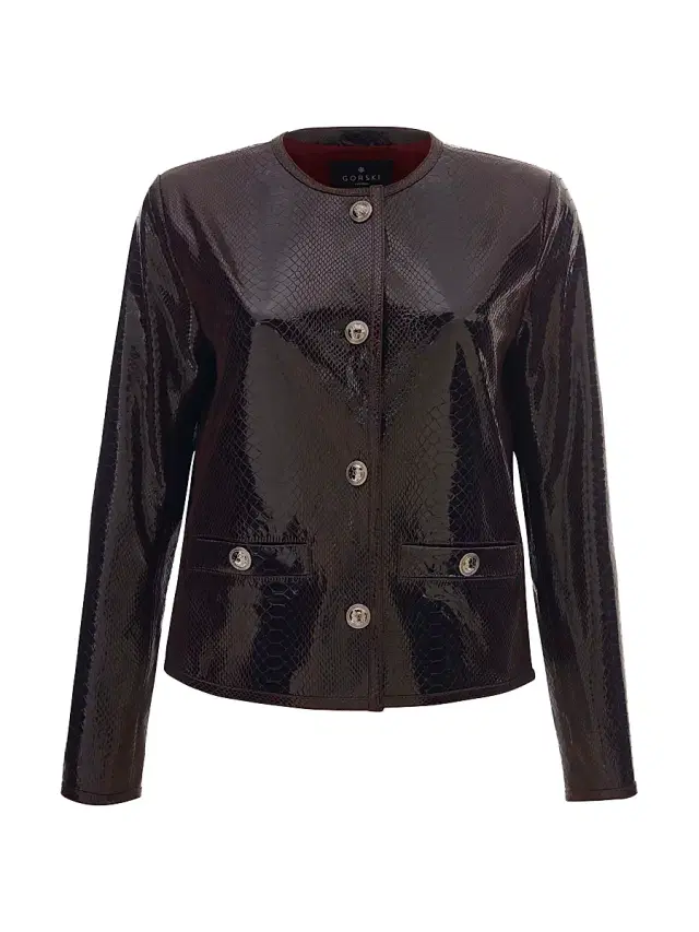 Gorski Women's Metis Suede Python Printed Jacket - Burgundy