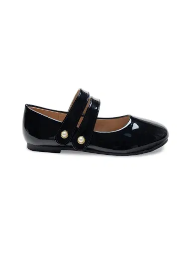 Tulleen Dorothea Double Banded Flats - Black 5 (Child) | Thumbnail 4