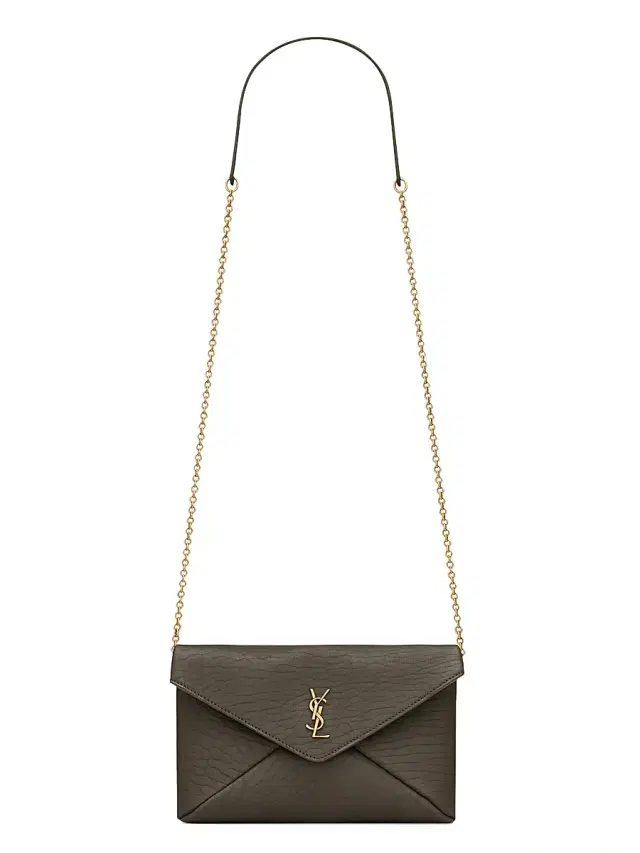Saint Laurent Women's Cassandre Chain Pouch in Lambskin - Light Musk