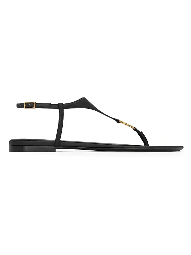 Saint Laurent Women's Cassandra Sandals in Smooth Leather - Black