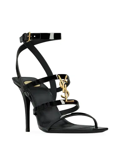 Saint Laurent Women's Cassandra Sandals in Patent Leather - Black | Thumbnail 2 Saint Laurent Women's Cassandra Sandals in Patent Leather - Black | Thumbnail 2