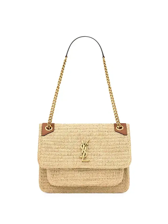 Saint Laurent Women's Niki  in Raffia Bag - Natural And Brick