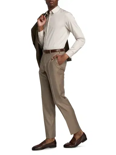 Giorgio Armani Men's Cotton Sport Shirt - Tan - Size 15.5 | Thumbnail 2