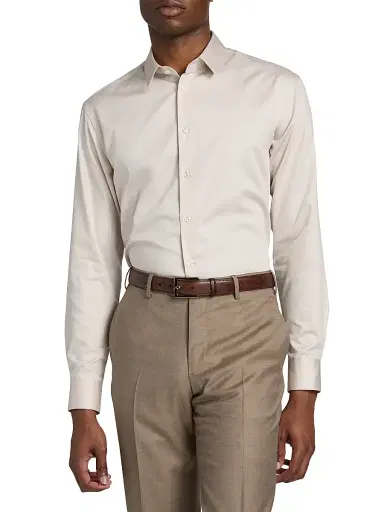 Giorgio Armani Men's Cotton Sport Shirt - Tan - Size 15.5 | Thumbnail 3