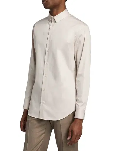 Giorgio Armani Men's Cotton Sport Shirt - Tan - Size 15.5 | Thumbnail 4