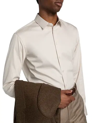 Giorgio Armani Men's Cotton Sport Shirt - Tan - Size 15.5 | Thumbnail 6