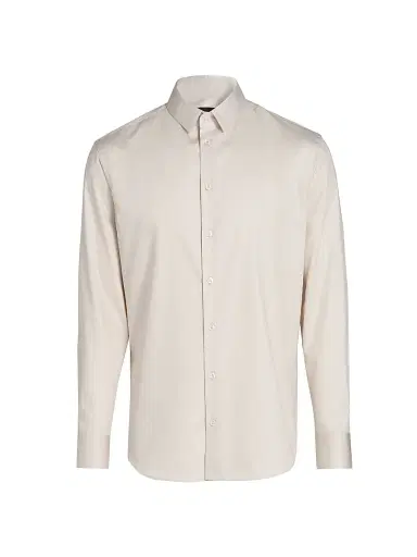Giorgio Armani Men's Cotton Sport Shirt - Tan - Size 15.5 | Thumbnail 1