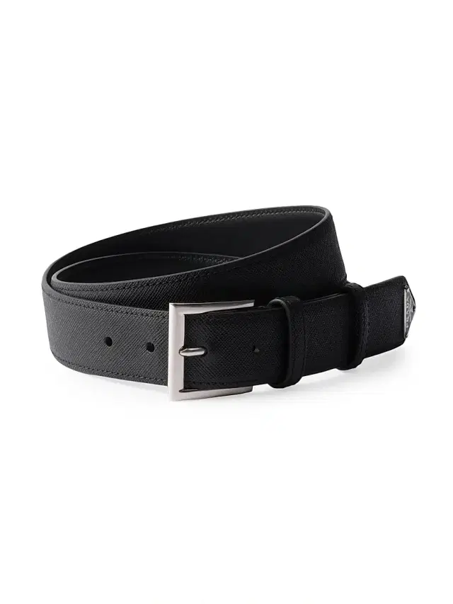 Men's Saffiano Leather Belt - Black