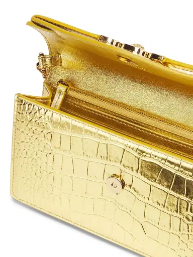Versace Women's Laminated Croc-Embossed Leather Chain Wallet - Gold Gold | Thumbnail 5 Versace Women's Laminated Croc-Embossed Leather Chain Wallet - Gold Gold | Thumbnail 5