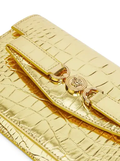 Versace Women's Laminated Croc-Embossed Leather Chain Wallet - Gold Gold | Thumbnail 6 Versace Women's Laminated Croc-Embossed Leather Chain Wallet - Gold Gold | Thumbnail 6