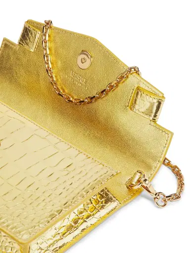 Versace Women's Laminated Croc-Embossed Leather Chain Wallet - Gold Gold | Thumbnail 7 Versace Women's Laminated Croc-Embossed Leather Chain Wallet - Gold Gold | Thumbnail 7