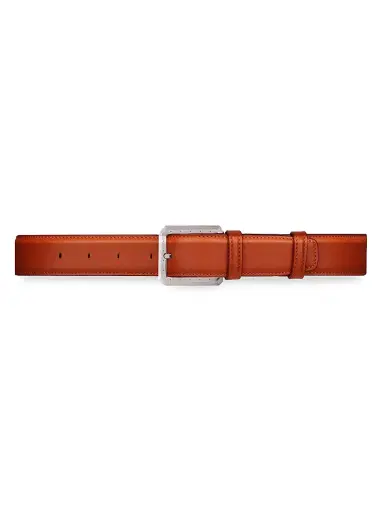 Stefano Ricci Men's Handmade Antique Italian Calfskin Leather Belt - Orange | Thumbnail 1