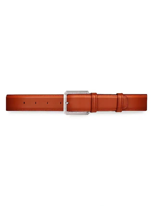 Men's Handmade Antique Italian Calfskin Leather Belt - Orange